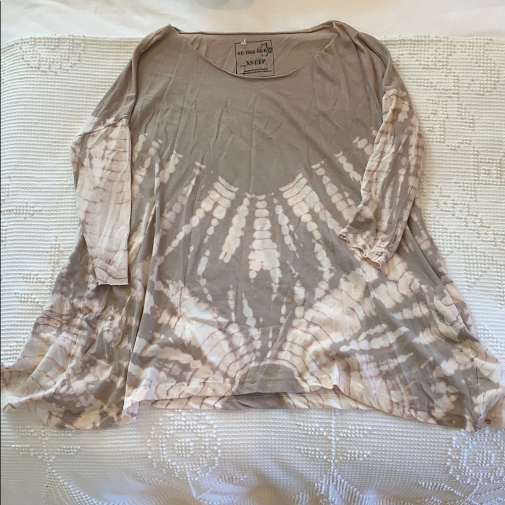 Free People Oversized 3/4 Length Sleeve T NWOT XS